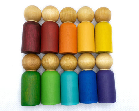 Rainbow Peg Dolls - Set of 10