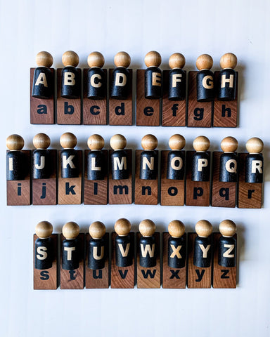 Minimalist Alphabet Peg Doll Set