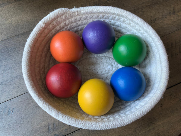 Set of 6  Wood balls , toddler learning, open play, open ended, montessori toys, waldorf toys