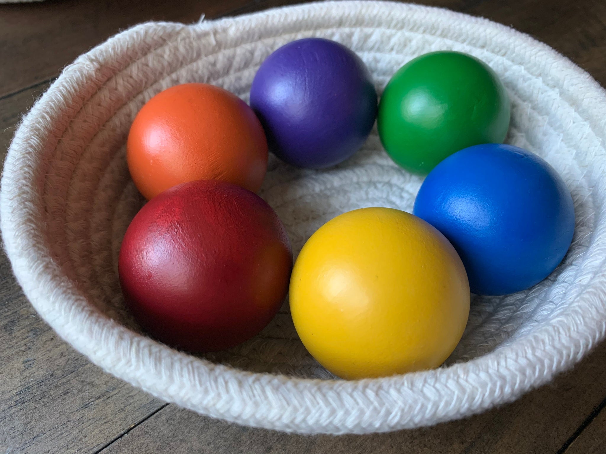 Set of 6  Wood balls , toddler learning, open play, open ended, montessori toys, waldorf toys