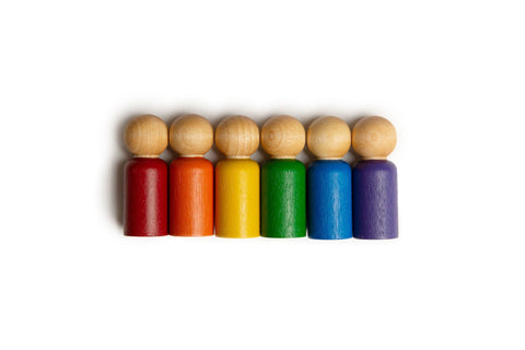 Rainbow Peg Dolls - Set of 6