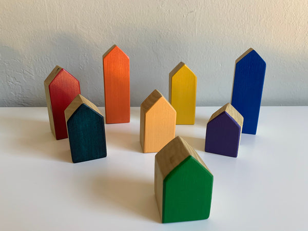 Rainbow Wooden Stacking Houses