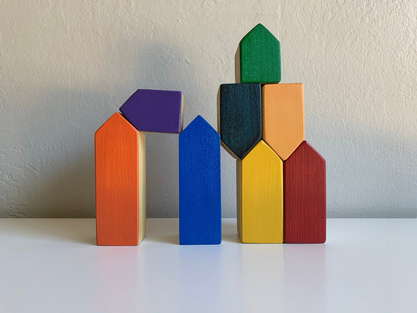 Rainbow Wooden Stacking Houses