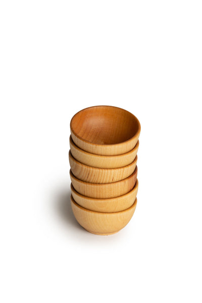 Natural Wooden Stacking Bowls - Set of 6
