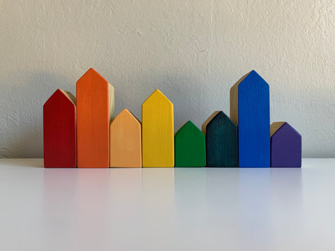 Rainbow Wooden Stacking Houses