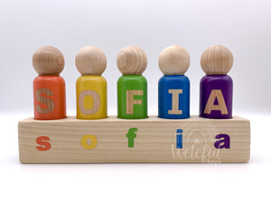 Custom Name Peg Doll & Block Set