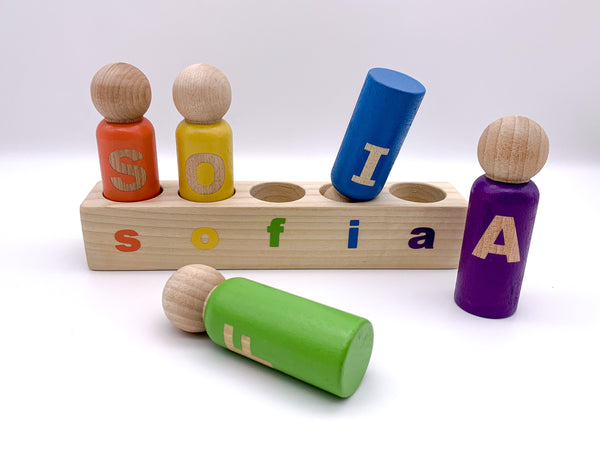 Custom Name Peg Doll & Block Set