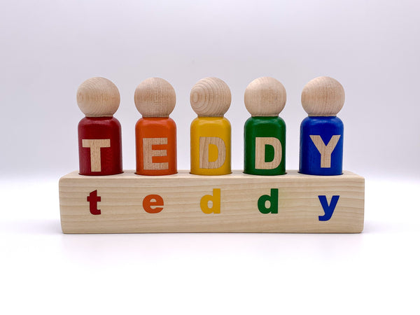 Custom Name Peg Doll & Block Set