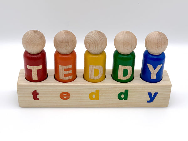 Custom Name Peg Doll & Block Set